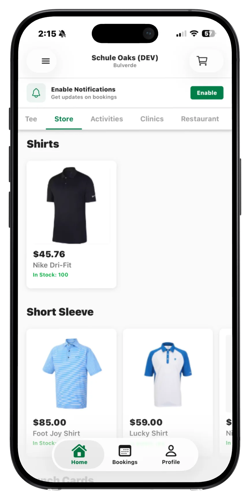 Golf store screen